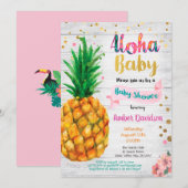 Aloha baby shower uitnodiging - Zomer tropisch (Voorkant / Achterkant)
