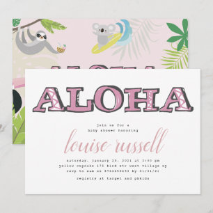 Aloha Baby Tropical Animal   BABY SHOWER Kaart