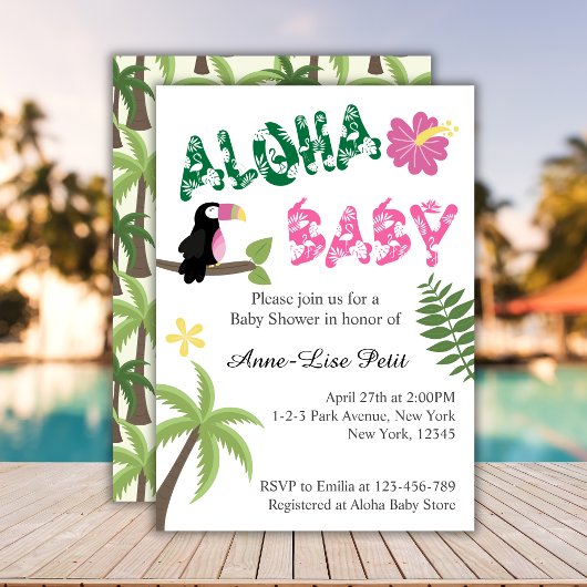 Aloha Baby Tropical Theme Baby shower Kaart