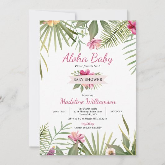Aloha Baby Tropisch Baby shower Kaart (Voorkant)