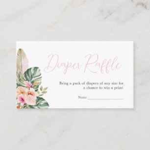 Aloha Baby Tropisch Baby shower Luier Raffle Informatiekaartje