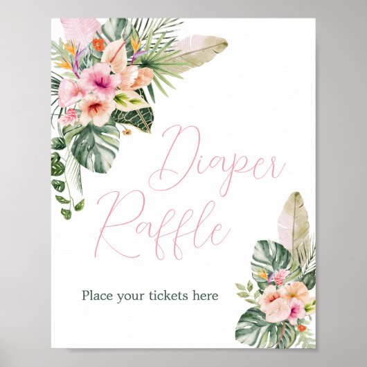 Aloha Baby Tropisch Baby shower Luier Raffle Poster (Voorkant)