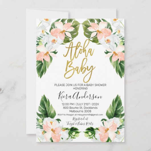 Aloha baby tropisch baby shower uitnodiging (Voorkant)