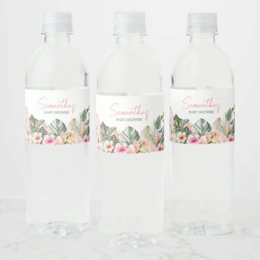 Aloha Baby Tropisch Baby shower Waterfles Etiket (Flessen)