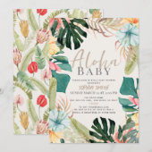 Aloha Baby Tropisch Bloemen Baby shower Kaart (Voorkant / Achterkant)
