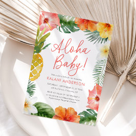 Aloha Baby Tropisch Bloemen Baby shower Kaart