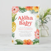 Aloha Baby Tropisch Bloemen Baby shower Kaart (Staand voorkant)