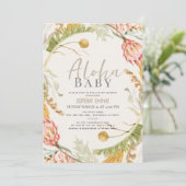 Aloha Baby Tropisch Bloemen Botanisch Baby shower Kaart (Staand voorkant)