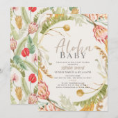 Aloha Baby Tropisch Bloemen Botanisch Baby shower Kaart (Voorkant / Achterkant)