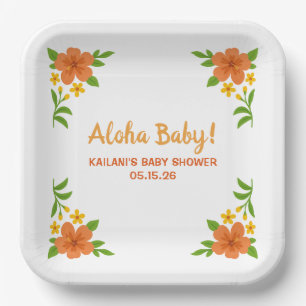 Aloha Baby! Tropisch Hawaiiaans Baby shower Papieren Bordje