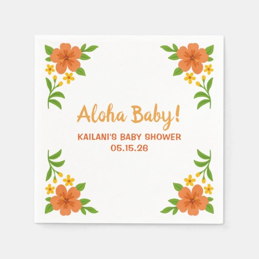 Aloha Baby! Tropisch Hawaiiaans Baby shower Servet (Voorkant)