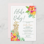 Aloha Baby Tropische Bloemen Ananas Douche Kaart (Voorkant / Achterkant)