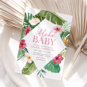 Aloha Baby Tropische Bloemen Meisje Baby shower Kaart
