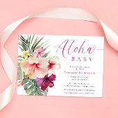 Aloha baby tropische bloemen meisje baby shower kaart