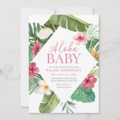 Aloha Baby Tropische Bloemen Meisje Baby shower Kaart (Voorkant)