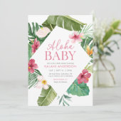 Aloha Baby Tropische Bloemen Meisje Baby shower Kaart (Staand voorkant)