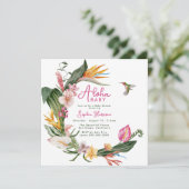 Aloha Baby Tropische bloemenkrans Baby shower Kaart (Staand voorkant)