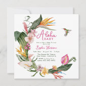 Aloha Baby Tropische bloemenkrans Baby shower Kaart (Voorkant)