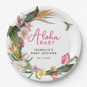 Aloha Baby Tropische bloemenkrans Baby shower Papieren Bordje