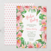 Aloha Baby, uitnodiging voor tropisch baby shower (Voorkant / Achterkant)