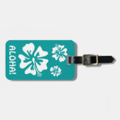Aloha bagagelabel met Hawaiiaanse Hibiscusbloemen (Voorkant horizontaal)