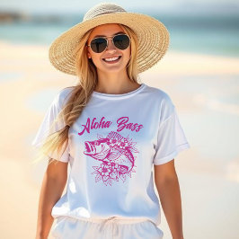 Aloha Bass-Fisherman Style Pink T-shirt