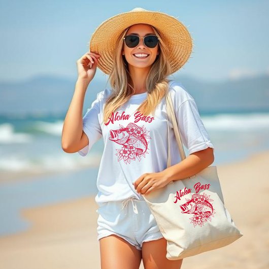 Aloha Bass-Hawaiian Cherry Red Grote Tote Bag