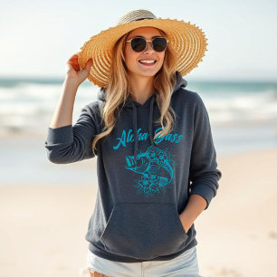 Aloha Bass Hawaiian-Tropical Flowers-Fisherman Hoodie