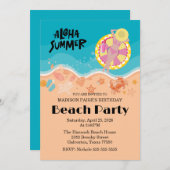 Aloha Beach Birthday Party Kaart (Voorkant / Achterkant)