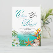Aloha Beach bruiloft Plumeria Frangipani Nautilus Kaart (Staand voorkant)