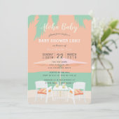 Aloha Beach Coral Pink Baby shower Uitnodiging (Staand voorkant)