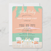 Aloha Beach Coral Pink Baby shower Uitnodiging (Voorkant)