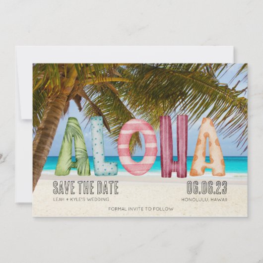 Aloha Beach Destination Wedding Photo Save The Date (Voorkant)