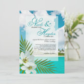 Aloha Beach Faux Vellum Overlay Wedding Kaart (Staand voorkant)