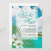 Aloha Beach Faux Vellum Overlay Wedding Kaart (Voorkant / Achterkant)