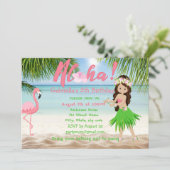 Aloha Beach Girls Luau Birthday Party Invitation Kaart (Staand voorkant)