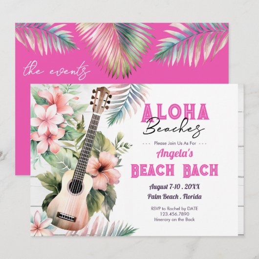 Aloha Beach Meisjesweekend Kaart (Voorkant / Achterkant)
