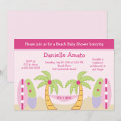 Aloha Beach Party Baby Girl Shower Kaart (Voorkant / Achterkant)