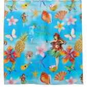 Aloha Beach Party Pattern/Hulagirl Douchegordijn (Voorkant)