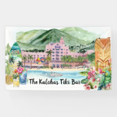 Aloha Beach | Personalized Tiki Bar Luau Party  Spandoek (Horizontaal)