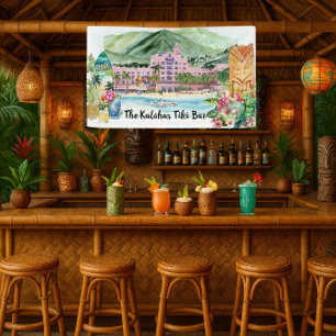 Aloha Beach Persoonlijke Tiki Bar Luau Feest Spandoek