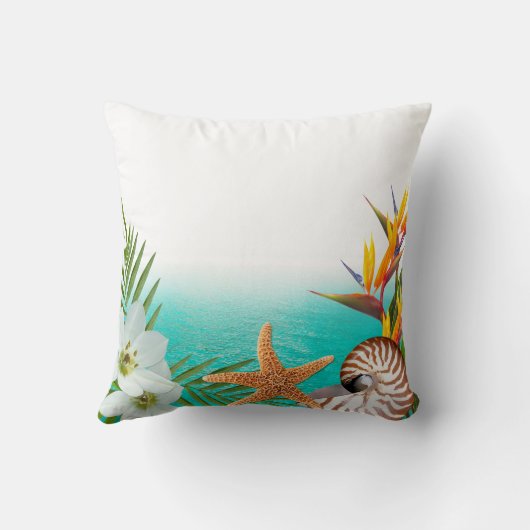 Aloha Beach Plumeria Frangipani Nautilus Kussen (Achterkant)