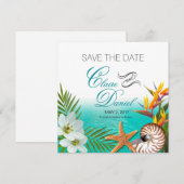 Aloha Beach Plumeria Frangipani Save the Date (Voorkant / Achterkant)