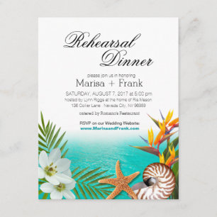 Aloha Beach Rehearsal Dinner Plumeria Frangipani Kaart