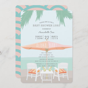 Aloha Beach roze Turquoise Baby shower Invitation Kaart