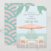 Aloha Beach Roze Turquoise Baby shower Uitnodiging (Voorkant / Achterkant)