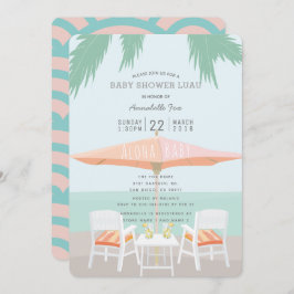 Aloha Beach Roze Turquoise Baby shower Uitnodiging