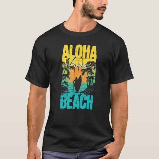 Aloha Beach Summer Sunset Surfer Silhouette Men Wo T-shirt (Voorkant)