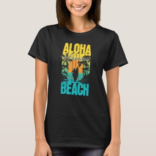 Aloha Beach Summer Sunset Surfer Silhouette Men Wo T-shirt (Voorkant)