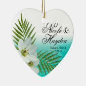 Aloha Beach Tropical Flowers Foto Keramisch Ornament (Rechts)